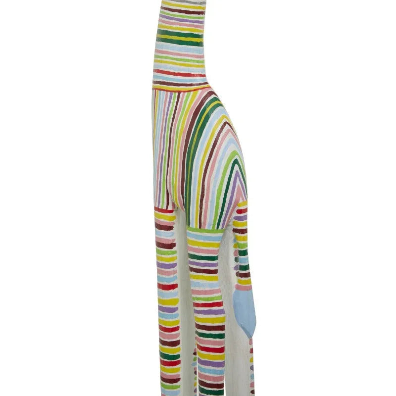 Handmade Bohemian Multi-Colored Resin Zebra Sculpture - 10"x59" Tall Vibrant Black & White Striped Indoor Wall/Tabletop Decor with Non-Slip Base, Modern Art Statue for Living Room, Bedroom, Entryway - Made Indonesia, Unique G House Of Avana