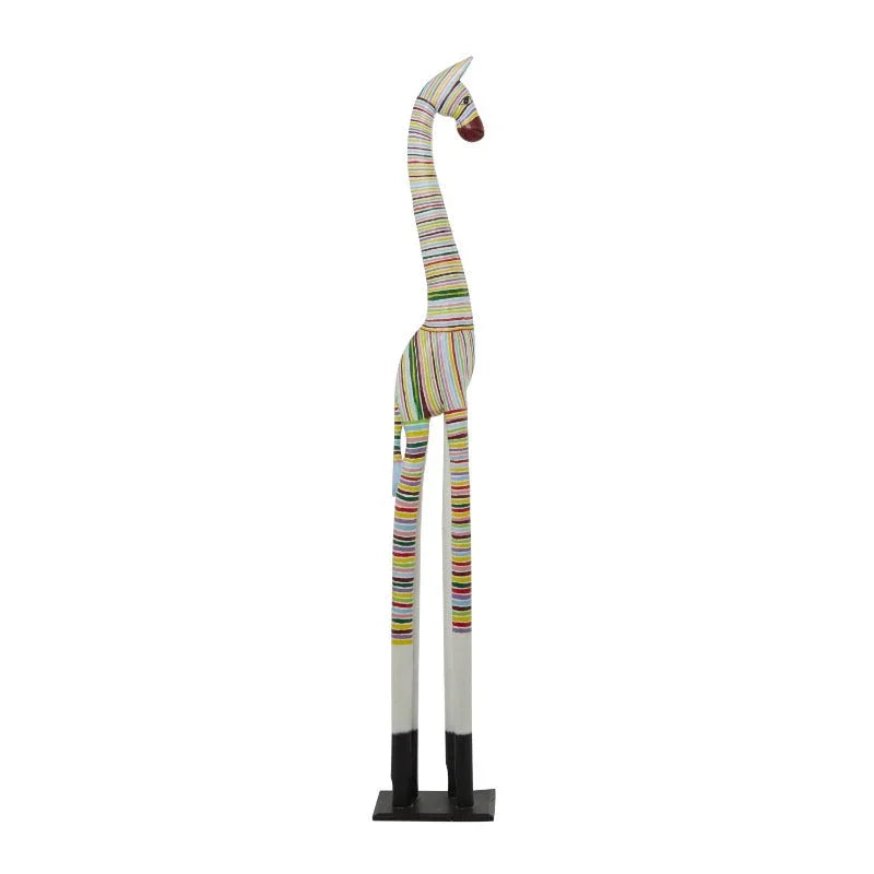 Handmade Bohemian Multi-Colored Resin Zebra Sculpture - 10"x59" Tall Vibrant Black & White Striped Indoor Wall/Tabletop Decor with Non-Slip Base, Modern Art Statue for Living Room, Bedroom, Entryway - Made Indonesia, Unique G House Of Avana