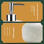 4pcs Ceramic Carved Bathroom Set: Soap Dispenser, Mouthwash Cup, Toothbrush Holder, Soap Dish House Of Avana