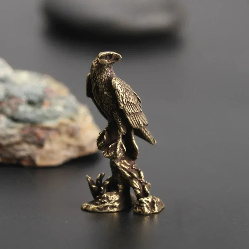 Miniature eagle sculpture in bronze finish, intricately handcrafted - House of Avana