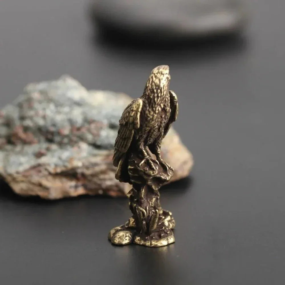 Miniature eagle sculpture in bronze finish, intricately handcrafted - House of Avana