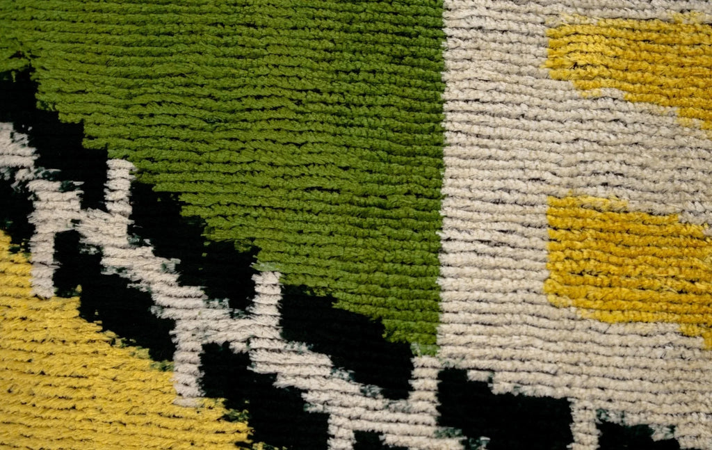 Handmade Gold Green Geometric Design Throw Pillow - 16x24 inch, Vegetable Dyed with Premium Down Feather Insert Canvello