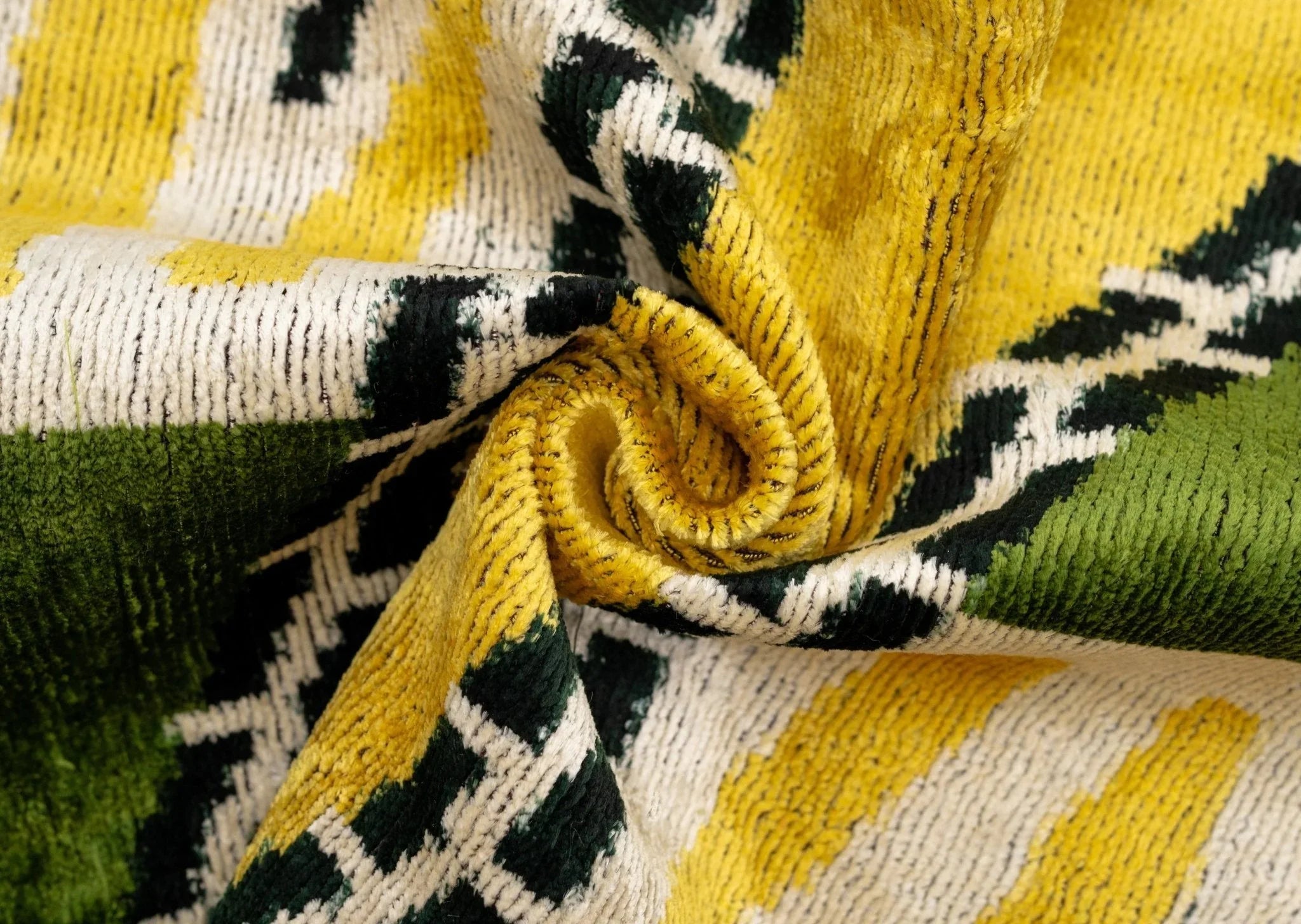 Handmade Gold Green Geometric Design Throw Pillow - 16x24 inch, Vegetable Dyed with Premium Down Feather Insert Canvello