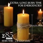 Large Beeswax Column Candle, Single 85 Hours Long Burning Time Pure Beeswax Candle, 2.8x6 Inch, Handmade Unscented Textured Beeswax Candle, Smokeless and Drip-free Suitable for Emergency, Prayer, Home, Relaxation House Of Avana