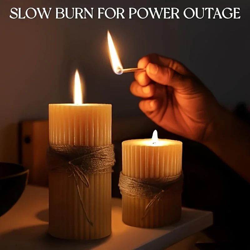 Large Beeswax Column Candle, Single 85 Hours Long Burning Time Pure Beeswax Candle, 2.8x6 Inch, Handmade Unscented Textured Beeswax Candle, Smokeless and Drip-free Suitable for Emergency, Prayer, Home, Relaxation House Of Avana