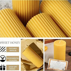 Large Beeswax Column Candle, Single 85 Hours Long Burning Time Pure Beeswax Candle, 2.8x6 Inch, Handmade Unscented Textured Beeswax Candle, Smokeless and Drip-free Suitable for Emergency, Prayer, Home, Relaxation House Of Avana