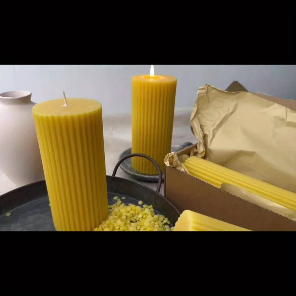 Large Beeswax Column Candle, Single 85 Hours Long Burning Time Pure Beeswax Candle, 2.8x6 Inch, Handmade Unscented Textured Beeswax Candle, Smokeless and Drip-free Suitable for Emergency, Prayer, Home, Relaxation House Of Avana