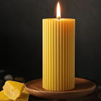 Large Beeswax Column Candle, Single 85 Hours Long Burning Time Pure Beeswax Candle, 2.8x6 Inch, Handmade Unscented Textured Beeswax Candle, Smokeless and Drip-free Suitable for Emergency, Prayer, Home, Relaxation House Of Avana