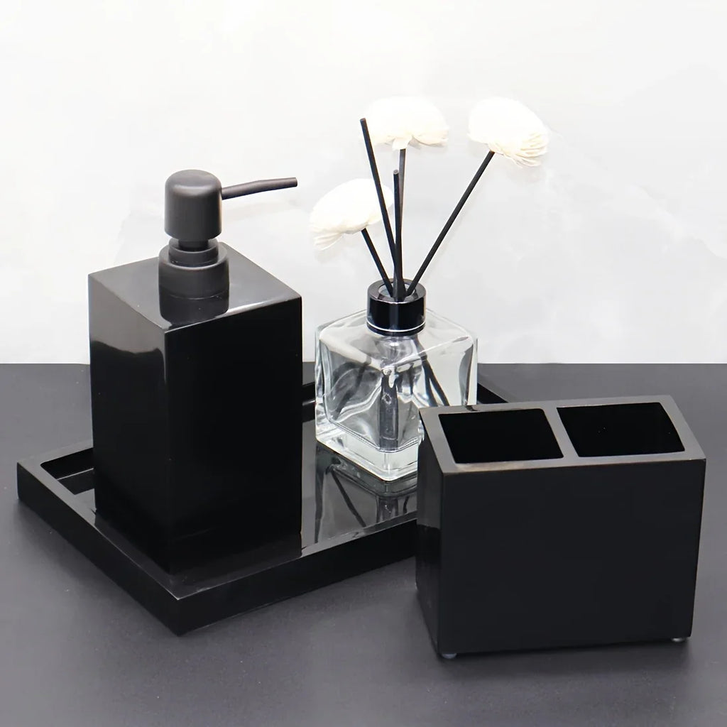 Marble Pattern Resin Bathroom Set, Three-Piece Minimalist Design Suitable for Various Styles, Very Practical and Textured in Multiple Colors for Home or Hotel Use House Of Avana