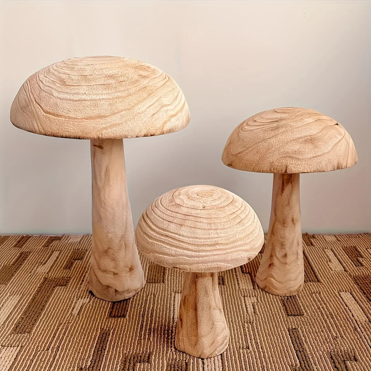 Handmade Natural Wood Mushroom Decor - Rustic Farmhouse Tabletop, Garden, Wedding Decoration - Realistic Botanical Decoration with Sturdy Base - for Living Room, Patio, Cabin - Vintage Home Ornament, Garden Accents, Minimalis House Of Avana