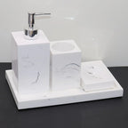 4pcs Nordic Marble Pattern Bathroom Accessory Set, Resin Vanity Tray with Soap Dispenser, Toothbrush Holder, and Soap Dish, Elegant Home Decor Kit for Bathroom, Hotel, Showroom House Of Avana