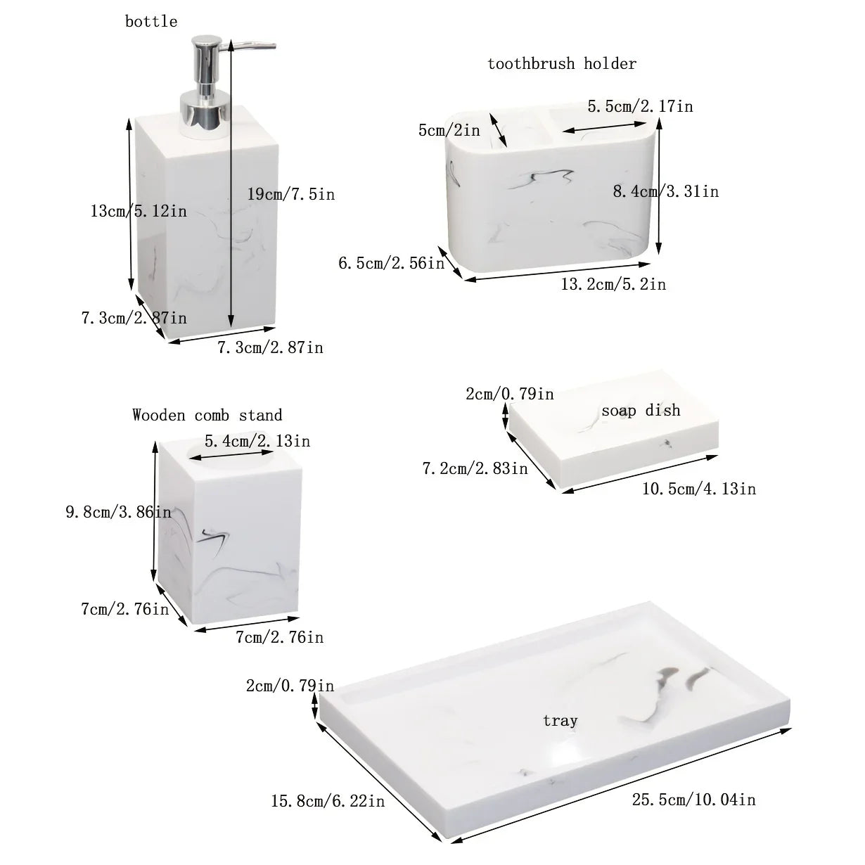 4pcs Nordic Marble Pattern Bathroom Accessory Set, Resin Vanity Tray with Soap Dispenser, Toothbrush Holder, and Soap Dish, Elegant Home Decor Kit for Bathroom, Hotel, Showroom House Of Avana