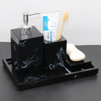 4pcs Nordic Marble Pattern Bathroom Accessory Set, Resin Vanity Tray with Soap Dispenser, Toothbrush Holder, and Soap Dish, Elegant Home Decor Kit for Bathroom, Hotel, Showroom House Of Avana