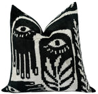 Handmade Velvet Throw Pillow with Black and White Abstract Eye Design - High-Quality 20x20 Inch Decorative Accent with Premium Down Feather Insert Canvello