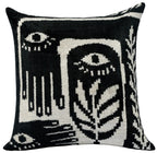 Handmade Velvet Throw Pillow with Black and White Abstract Eye Design - High-Quality 20x20 Inch Decorative Accent with Premium Down Feather Insert Canvello