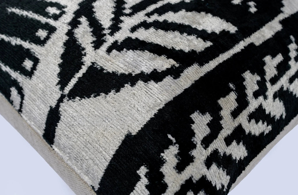 Handmade Velvet Throw Pillow with Black and White Abstract Eye Design - High-Quality 20x20 Inch Decorative Accent with Premium Down Feather Insert Canvello