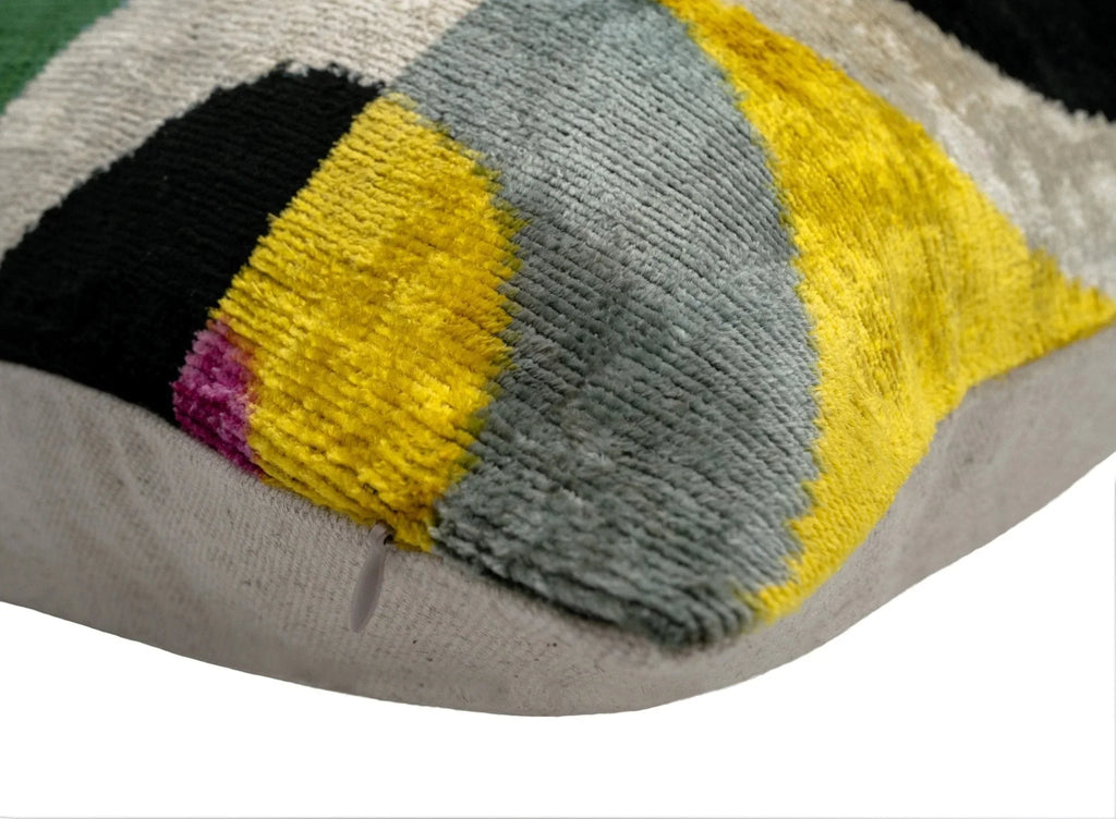 Handmade Velvet Throw Pillow with Modern Abstract Design - High-Quality 20x20 Inch Decorative Accent with Premium Down Feather Insert Canvello