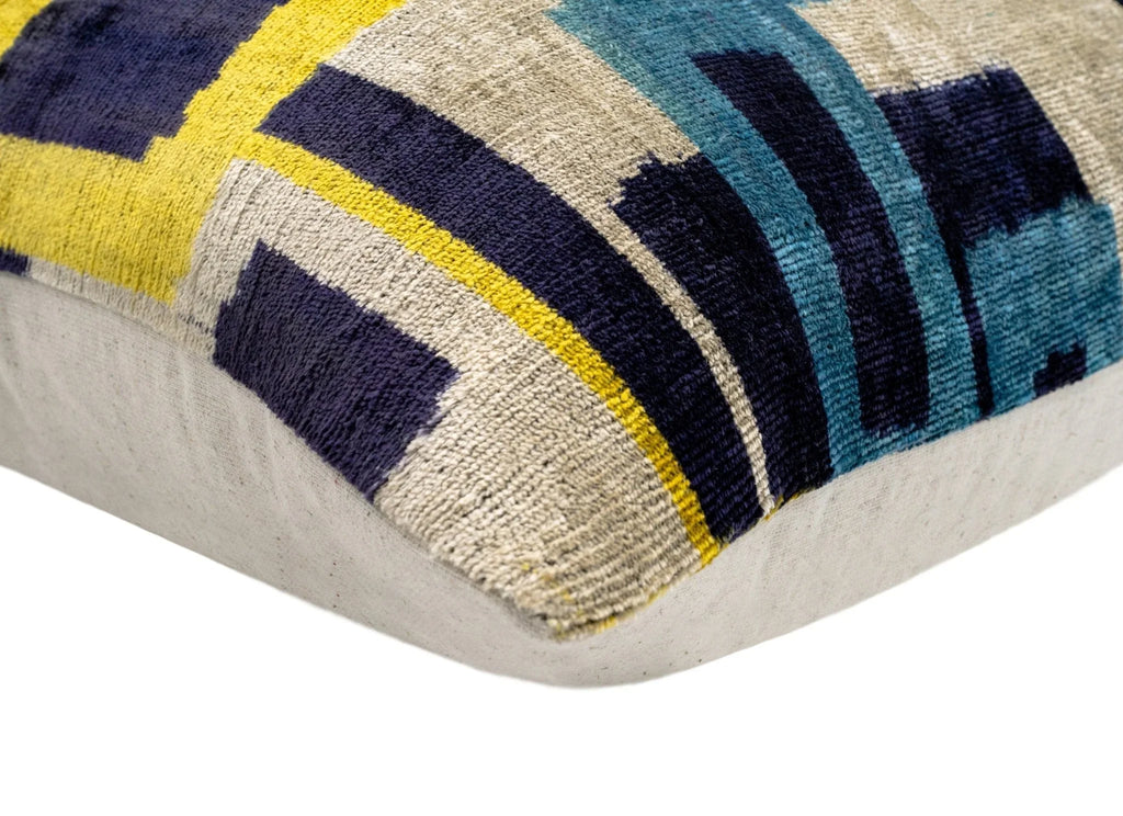 Handmade Velvet Throw Pillow with Modern Geometric Design - High-Quality 20x20 Inch Decorative Accent with Premium Down Feather Insert Canvello