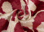 Handmade Velvet Throw Pillow with Red and Beige Geometric Design - High-quality 20x20 Inch Decorative... - House Of Avana