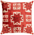 Handmade Velvet Throw Pillow with Red and Cream Geometric Star Design - High-Quality 20x20 Inch Decorative Accent with Premium Down Feather Insert Canvello