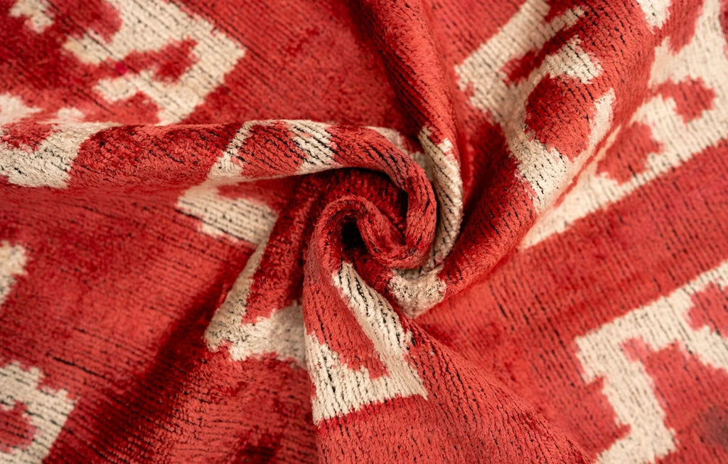 Handmade Velvet Throw Pillow with Red and Cream Geometric Star Design - High-Quality 20x20 Inch Decorative Accent with Premium Down Feather Insert Canvello