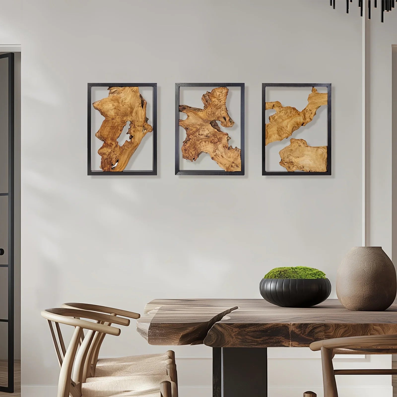 Natural wood wall decor, handmade irregular panels, unique hanging art - House of Avana