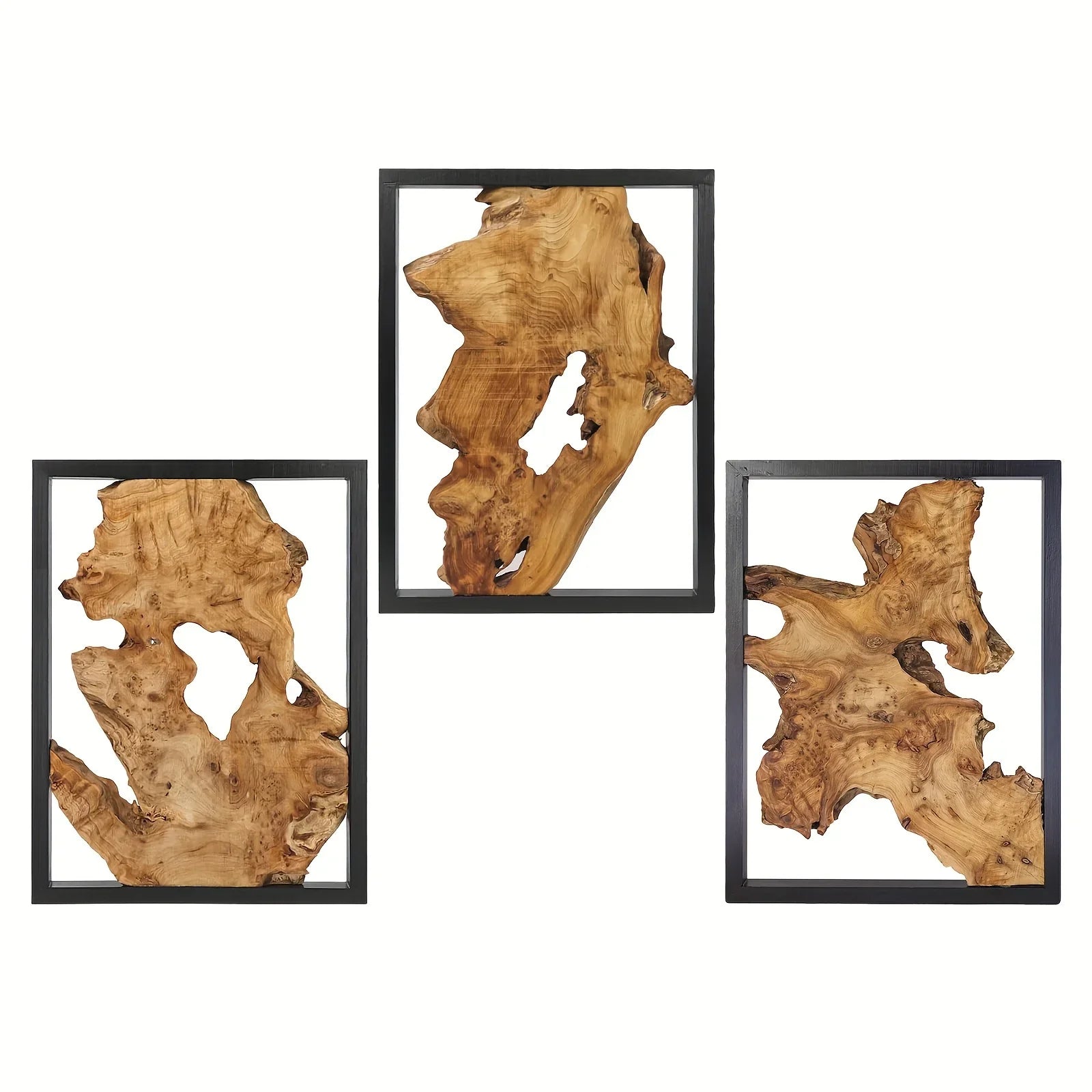 Natural wood wall decor, handmade irregular panels, unique hanging art - House of Avana