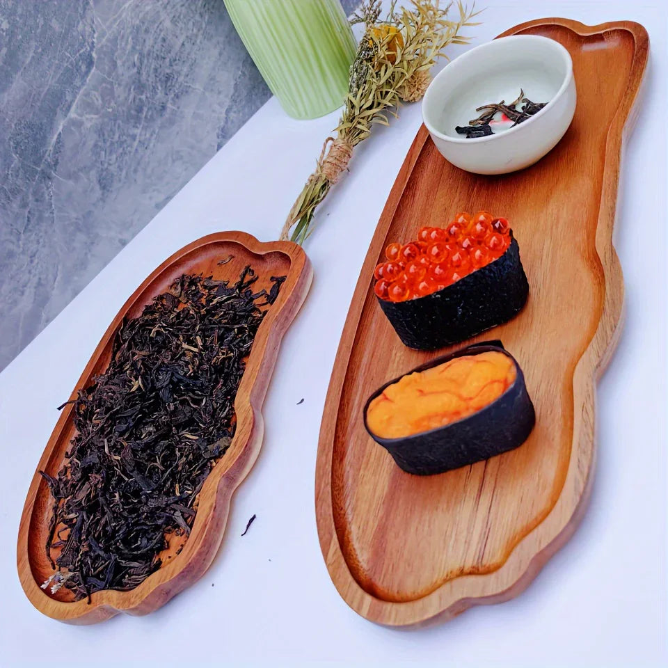 Reclaimed wood tray, natural finish, serving handle - House of Avana