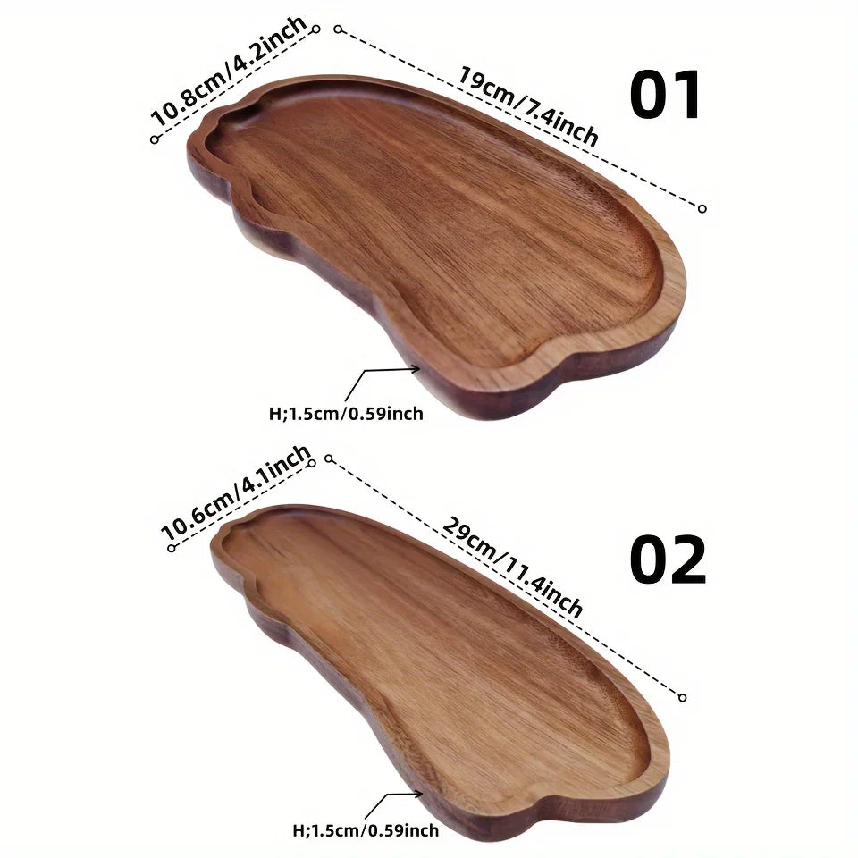 Reclaimed wood tray, natural finish, serving handle - House of Avana