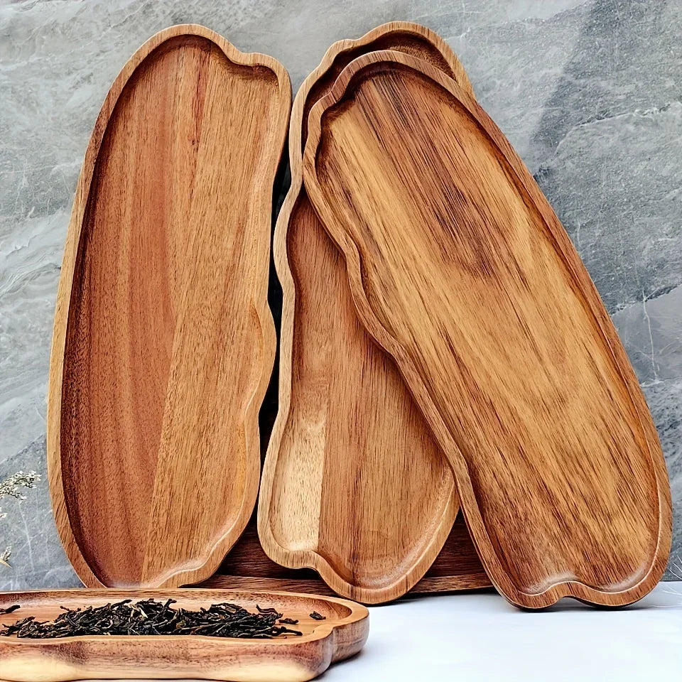 Reclaimed wood tray, natural finish, serving handle - House of Avana