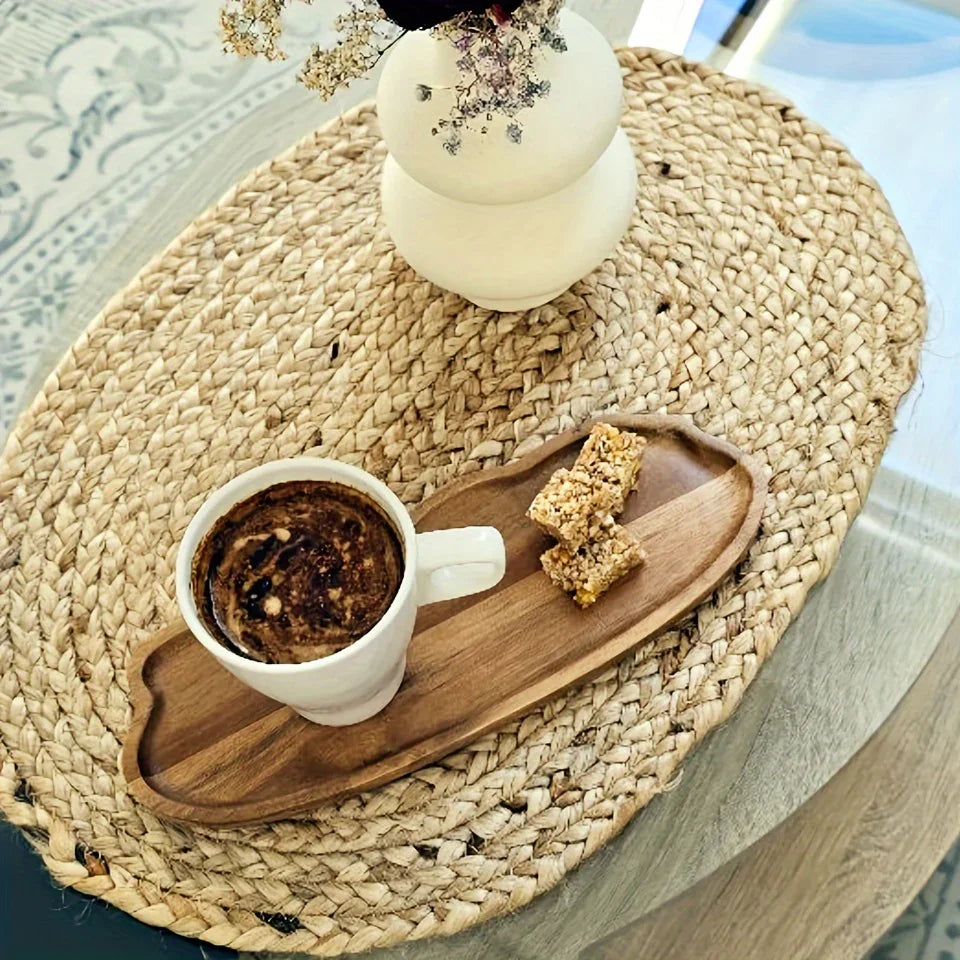 Reclaimed wood tray, natural finish, serving handle - House of Avana