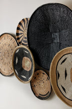 Hand-Painted Black Binga Flat Basket Kanju Interiors