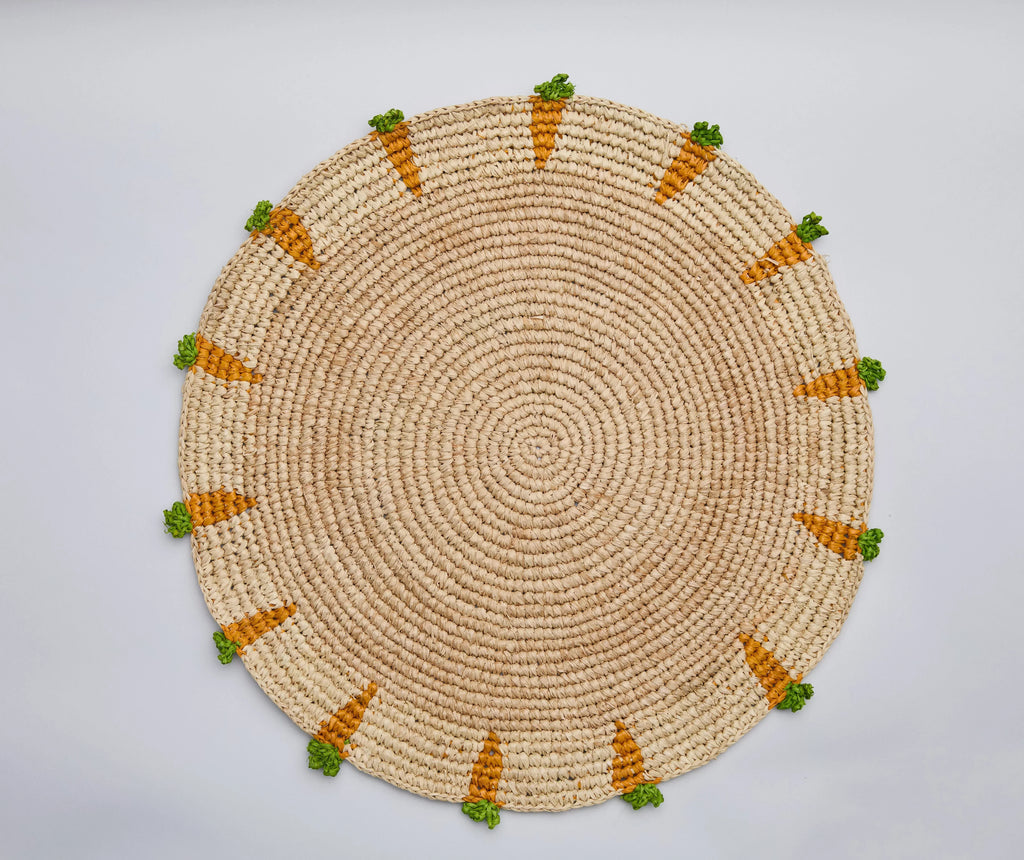 Handwoven Carrot Round Raffia Placemat – Artisan Table Décor Payton James