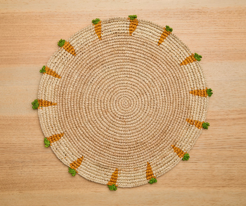 Handwoven Carrot Round Raffia Placemat – Artisan Table Décor Payton James