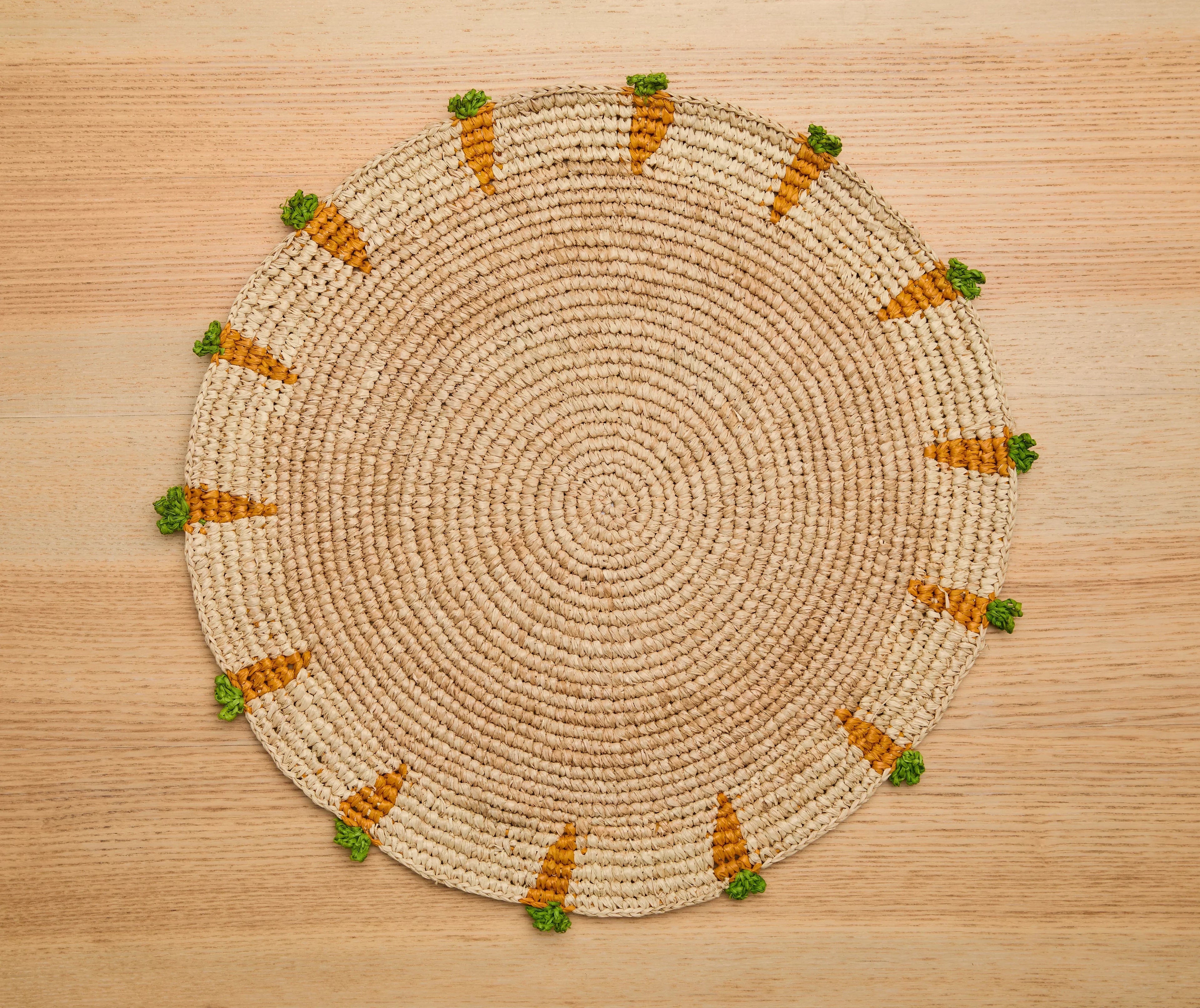 Handwoven Carrot Round Raffia Placemat – Artisan Table Décor Payton James