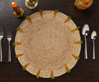 Handwoven Carrot Round Raffia Placemat – Artisan Table Décor Payton James