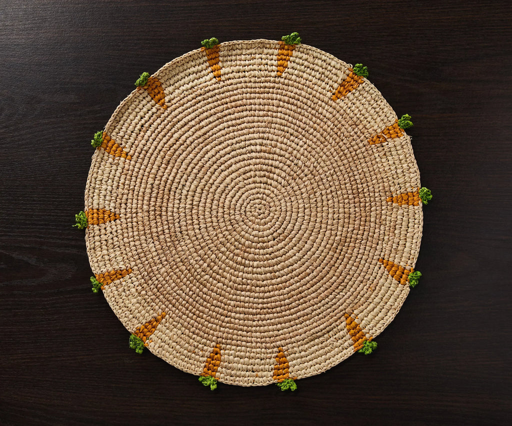 Handwoven Carrot Round Raffia Placemat – Artisan Table Décor Payton James