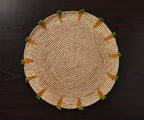 Handwoven Carrot Round Raffia Placemat – Artisan Table Décor Payton James
