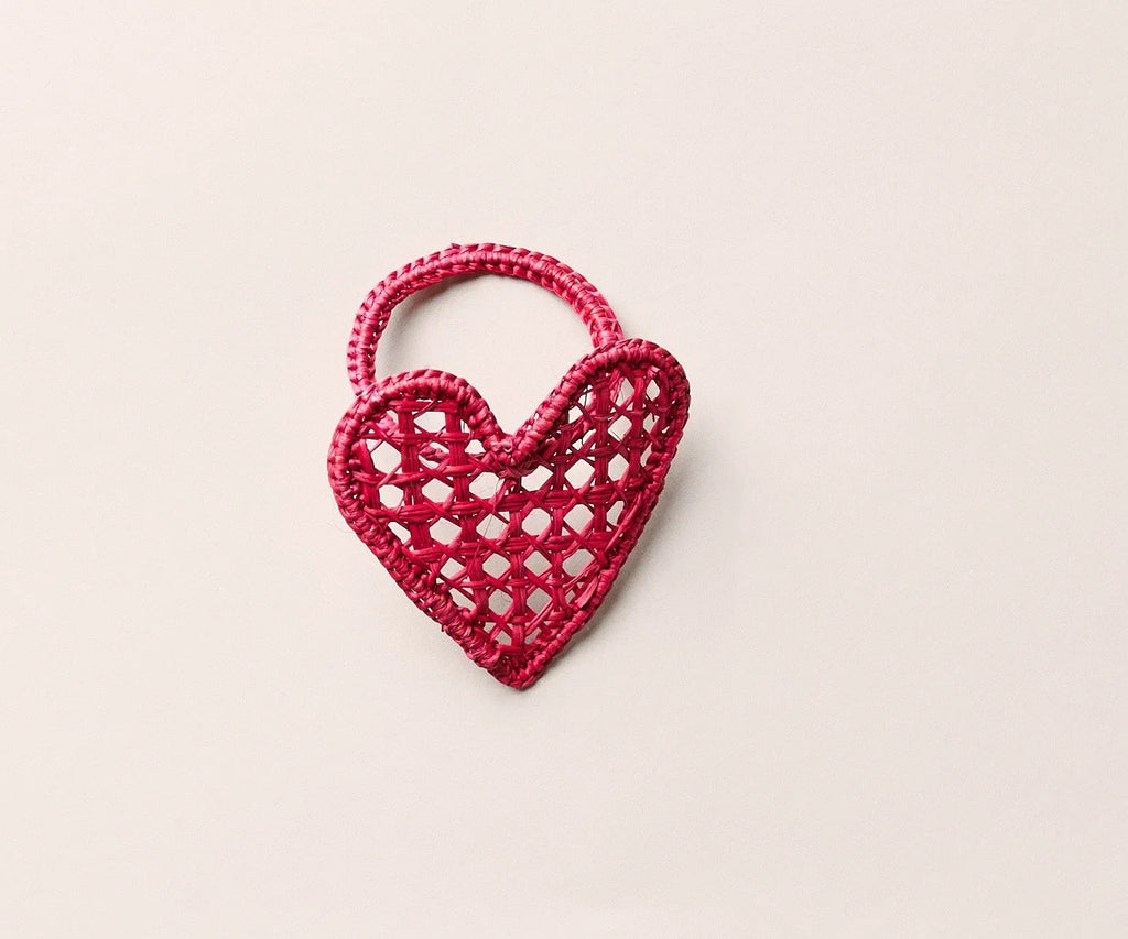 Handwoven Heart Napkin Rings – Set of 4 Palm Napkin Holders Payton James