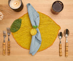 Handwoven Lemon Placemat – Raffia Fruit Shaped Table Mat, Summer Table Decor Payton James