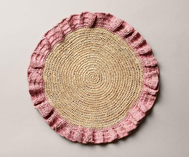 Handwoven Raffia Ruffle Placemat – Boho Chic Table Décor – Summer Table Accent Payton James