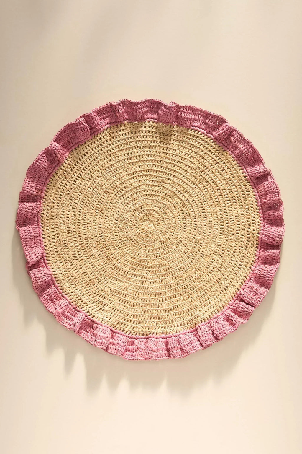 Handwoven Raffia Ruffle Placemat – Boho Chic Table Décor – Summer Table Accent Payton James