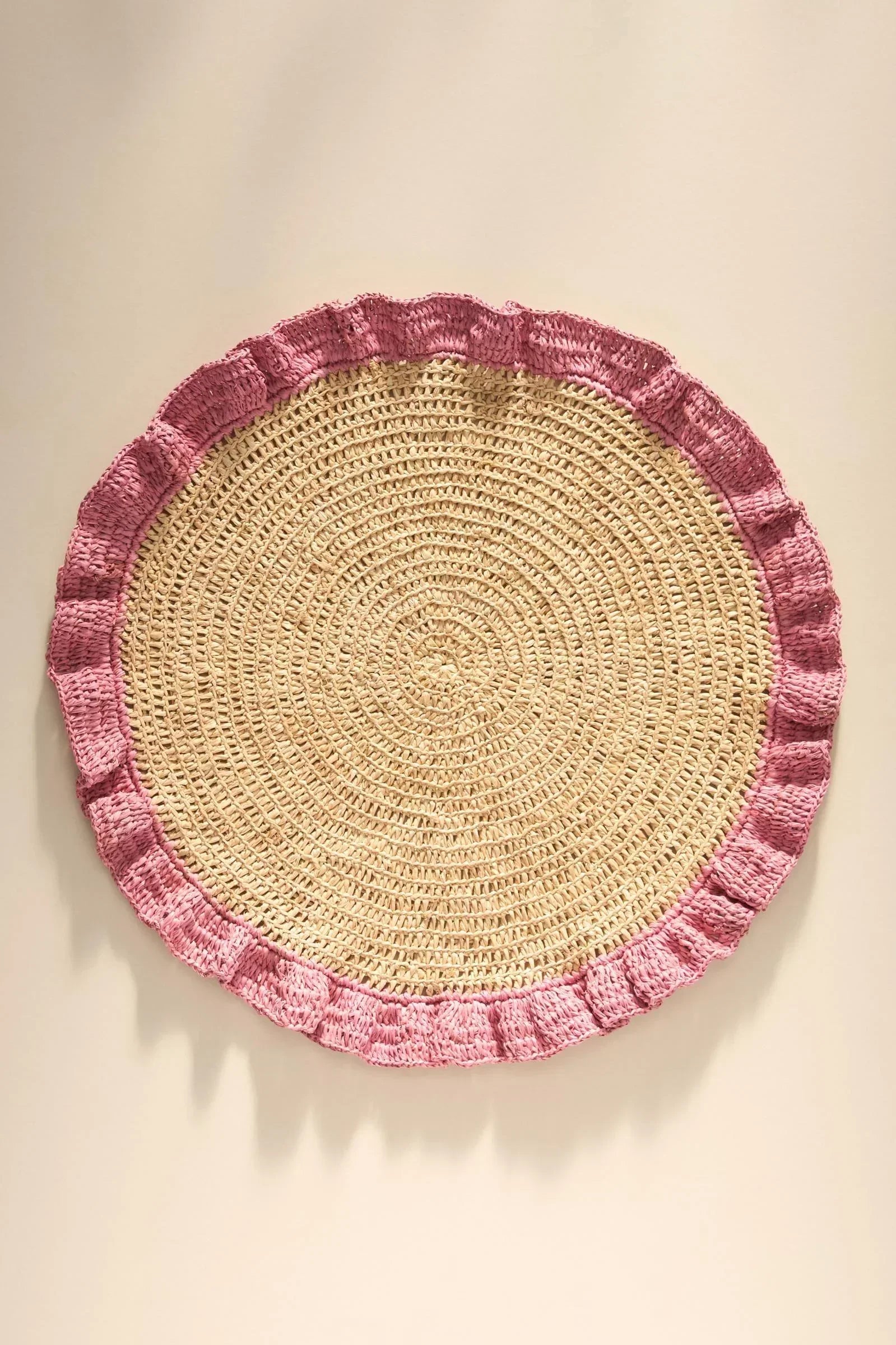 Handwoven Raffia Ruffle Placemat – Boho Chic Table Décor – Summer Table Accent Payton James