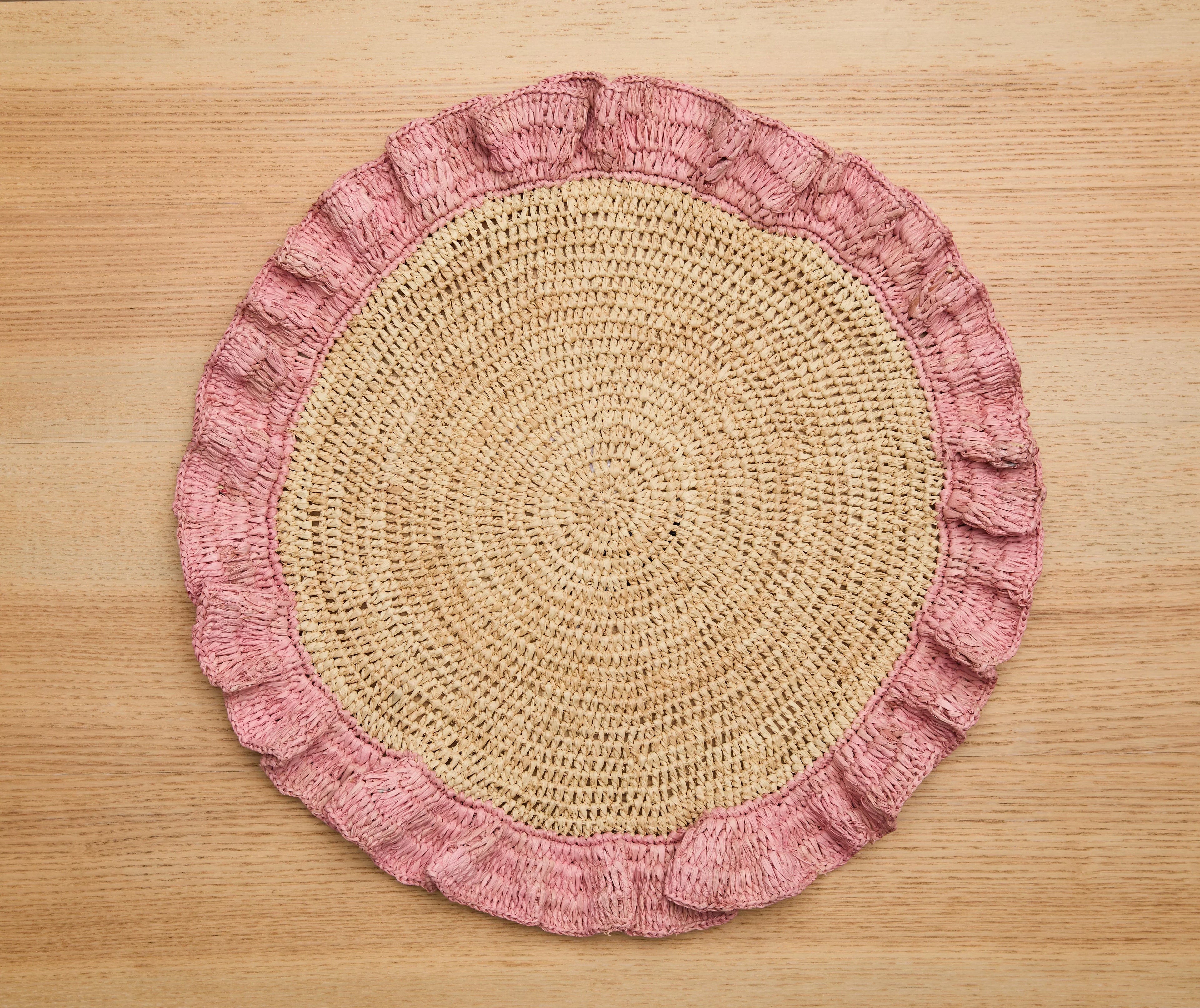 Handwoven Raffia Ruffle Placemat – Boho Chic Table Décor – Summer Table Accent Payton James