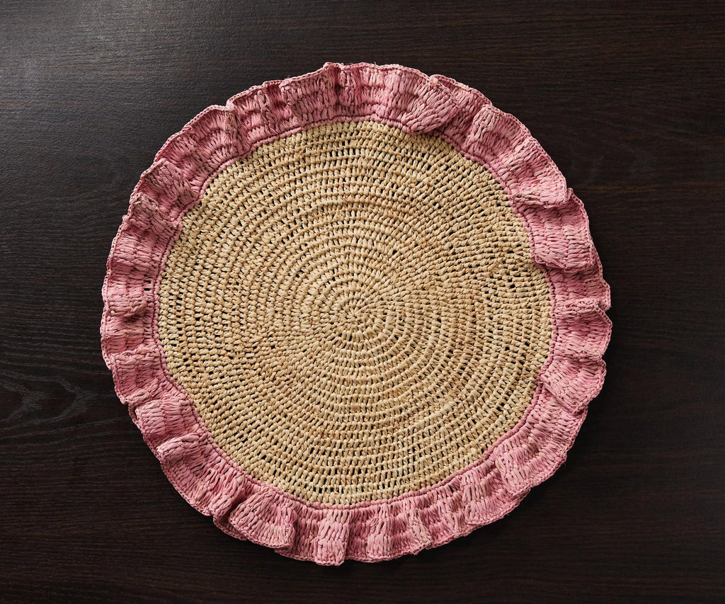 Handwoven Raffia Ruffle Placemat – Boho Chic Table Décor – Summer Table Accent Payton James