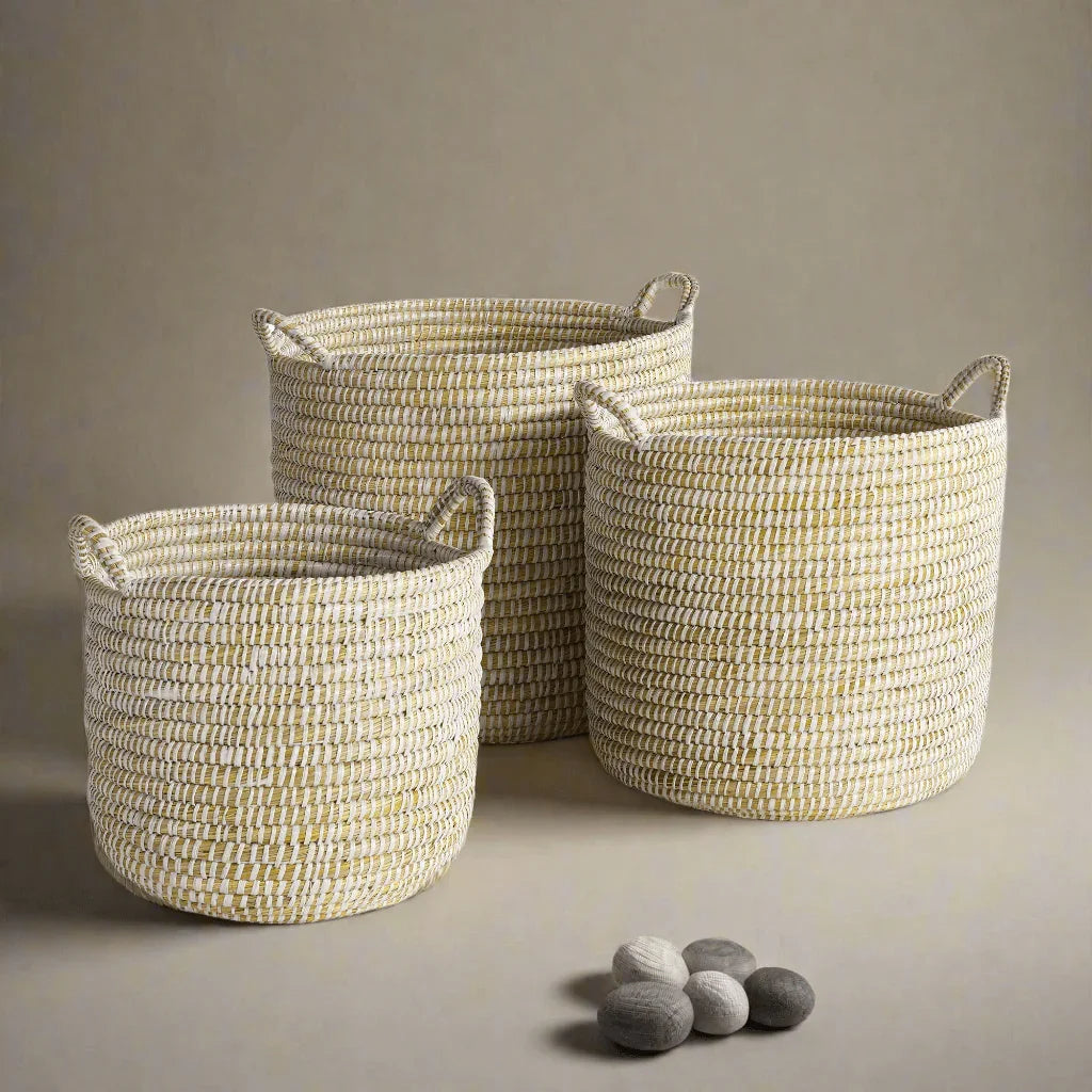 Handwoven Rivergrass Storage Baskets for Coastal Decor (Set of 3) Vintage Shopper