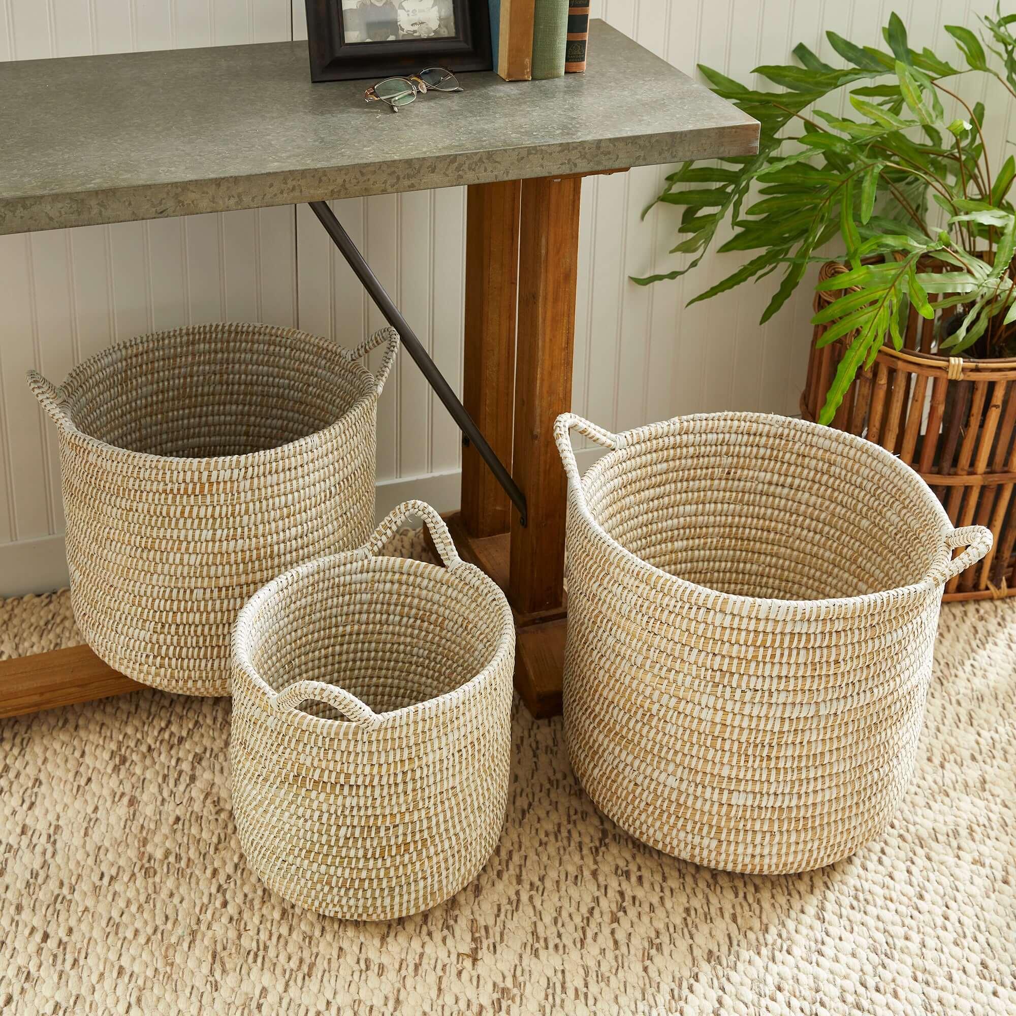 Handwoven Rivergrass Storage Baskets for Coastal Decor (Set of 3) Vintage Shopper