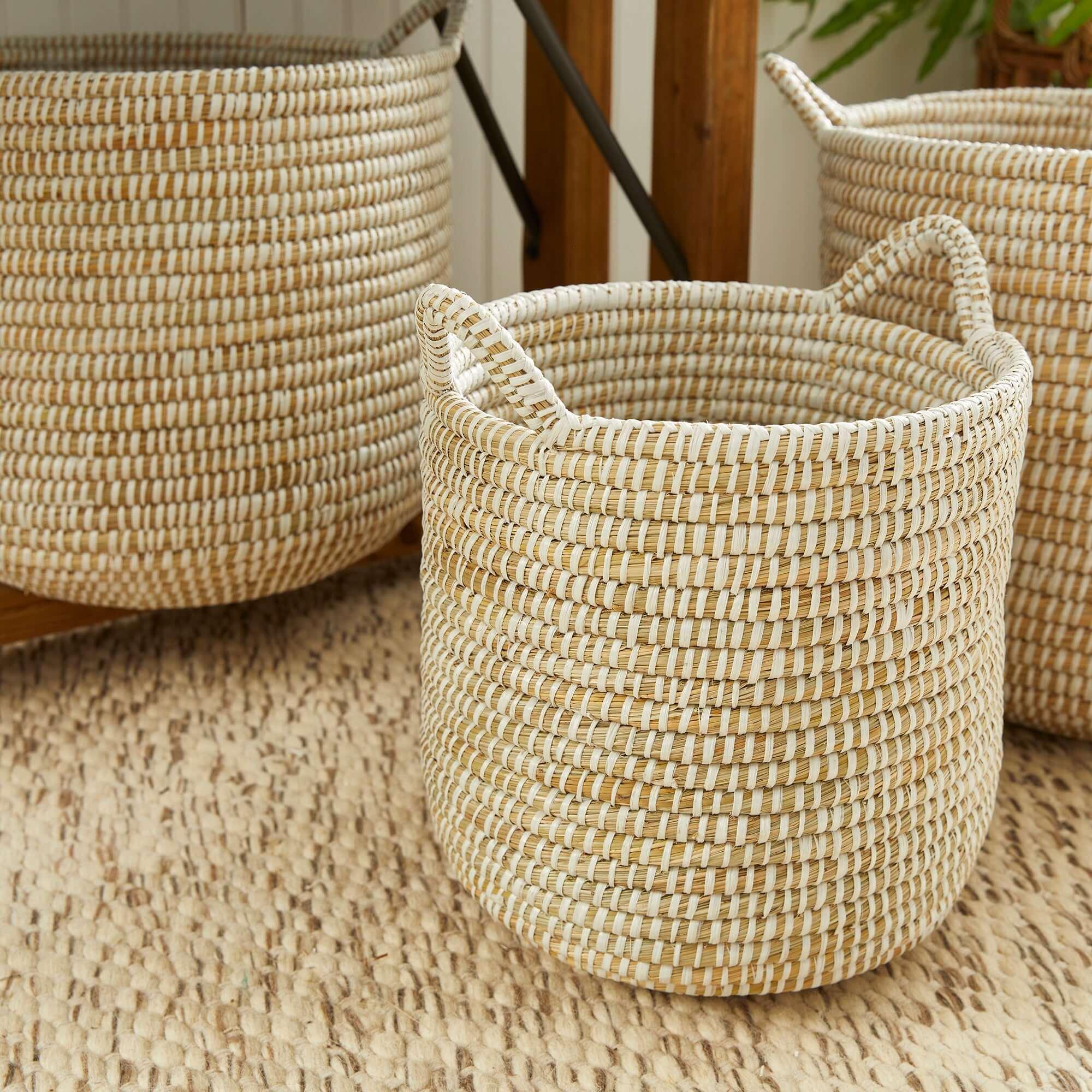 Handwoven Rivergrass Storage Baskets for Coastal Decor (Set of 3) Vintage Shopper