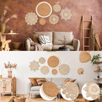 6Pcs Hanging Woven Wall Basket Set Handcrafted Corn Husk Baskets Decorative Woven Basket Wall Decor Rustic Wall Basket Decor Set - House Of Avana