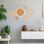 6Pcs Hanging Woven Wall Basket Set Handcrafted Corn Husk Baskets Decorative Woven Basket Wall Decor Rustic Wall Basket Decor Set - House Of Avana